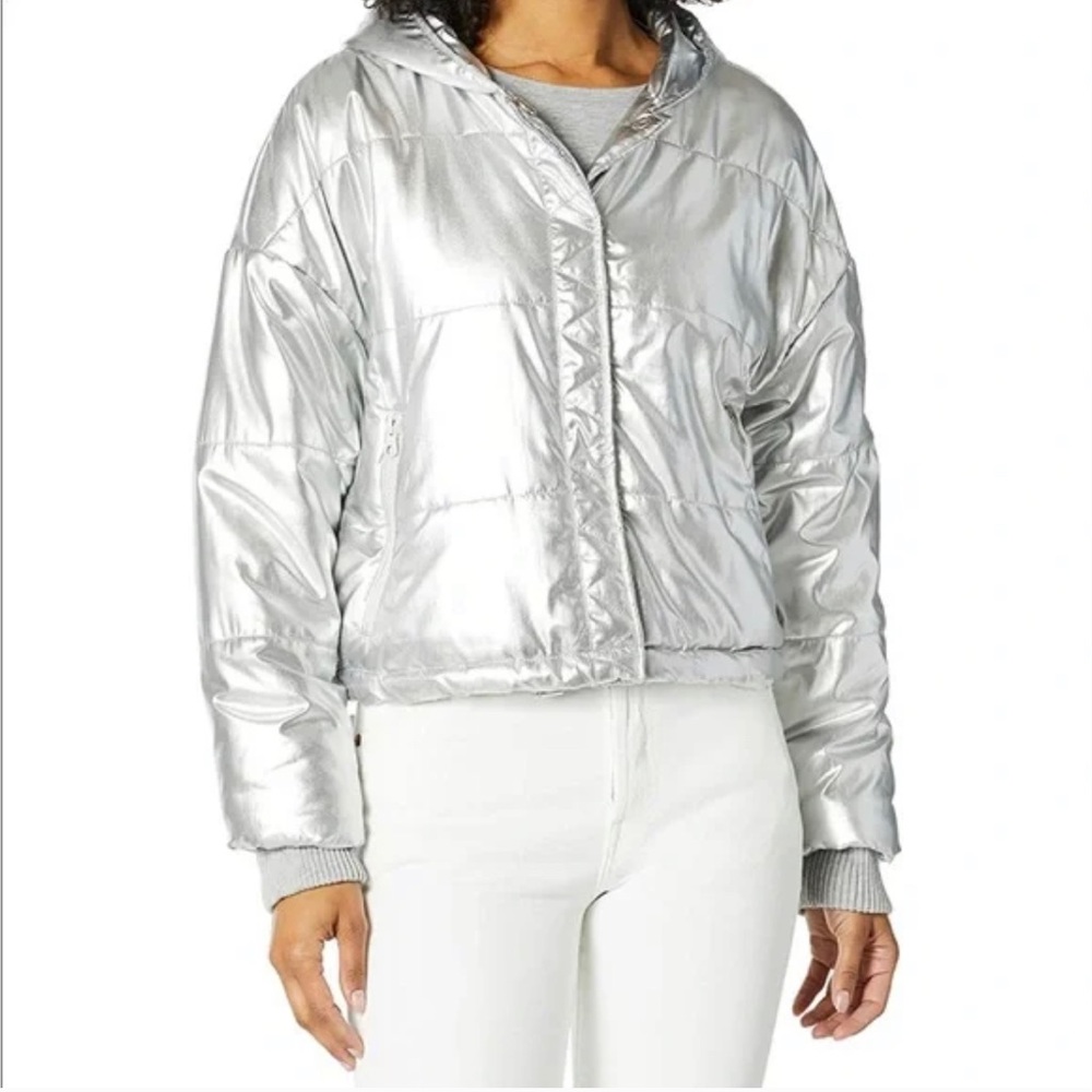 Splendid Silver Cropped Puffer Jacket